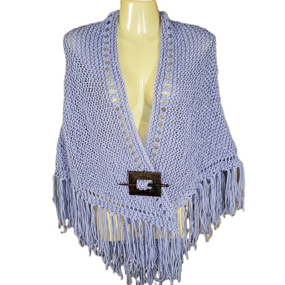 NEW Lavender Hand Knitted Shawl Wrap Scarf Boho